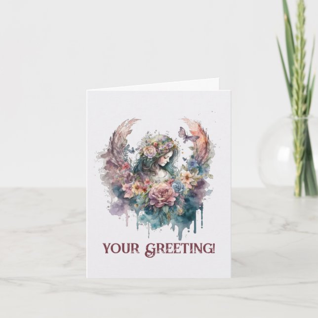 Create Your Own Romantic Grunge Christmas Angel  Holiday Card (Front)