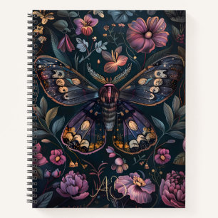 Create Your Own Romantic Multicolored Floral Moth Notebook