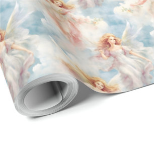 Create Your Own Romantic Pink & Purple Angels Wrapping Paper