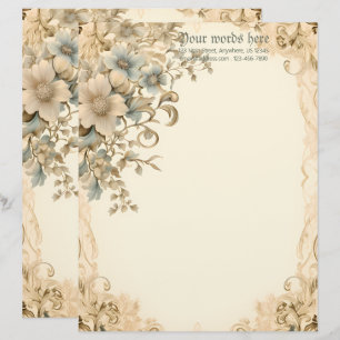 Create Your Own Romantic Renassiance Flowers Letterhead
