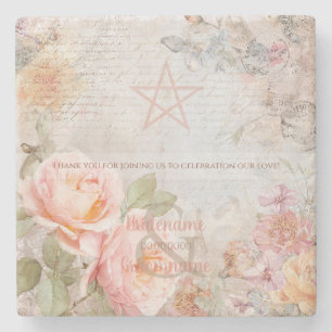 Create Your Own Romantic Roses Handfasting Thanks Stone Coaster