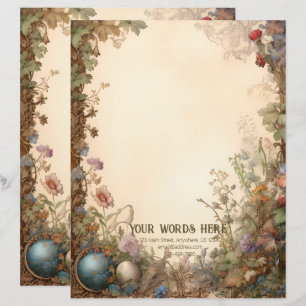Create Your Own Romantic Secret Garden Floral Letterhead