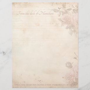 Create Your Own Romantic Shabby Chic Pink Roses Letterhead