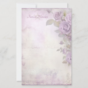 Create Your Own Romantic Shabby Chic Purple Roses Stationery
