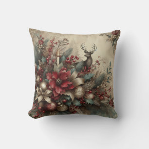 Create Your Own Romantic Victorian Christmas Stag Throw Pillow