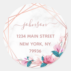 Create Your Own Rose Gold Geometric Frame Classic Round Sticker