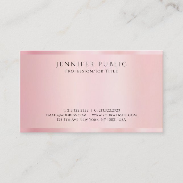 Create Your Own Rose Gold Professional Luxury Business Card (Front)