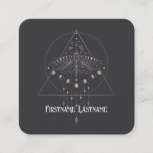 Create Your Own Rose Pink Botanical Celestial Moth Square Business Card