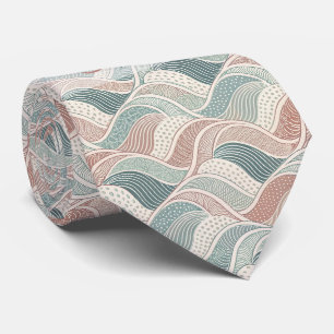 Create Your Own Rose Pink Green Waves Tie