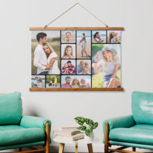 Create Your Own Round Corners 12 Photo Collage Hanging Tapestry