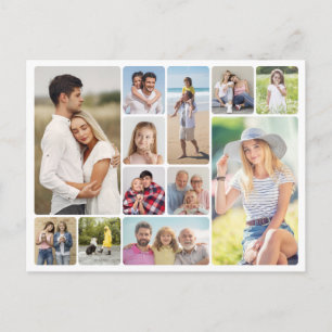 Create Your Own Round Corners 12 Photo Collage Postcard