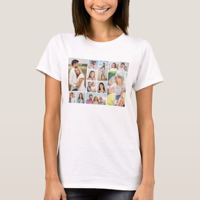 Create Your Own Round Corners 12 Photo Collage T-Shirt (Front)
