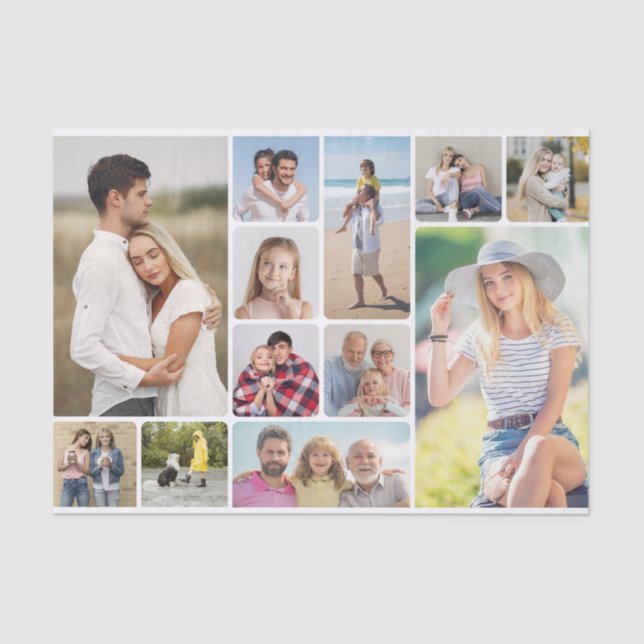 Create Your Own Round Corners 12 Photo Collage Tissue Paper (Front)