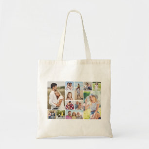 Create Your Own Round Corners 12 Photo Collage Tote Bag