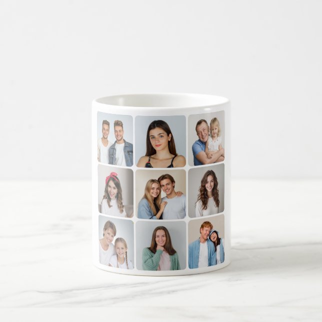 Create Your Own Round Corners 9 Photo Collage Coffee Mug (Center)