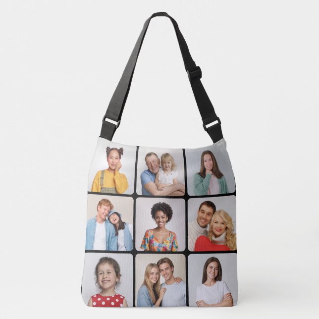 Create Your Own Round Corners 9 Photo Collage Crossbody Bag (Front)