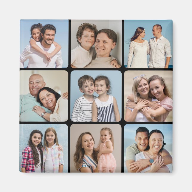 Create Your Own Round Corners 9 Photo Collage Magnet (Front)