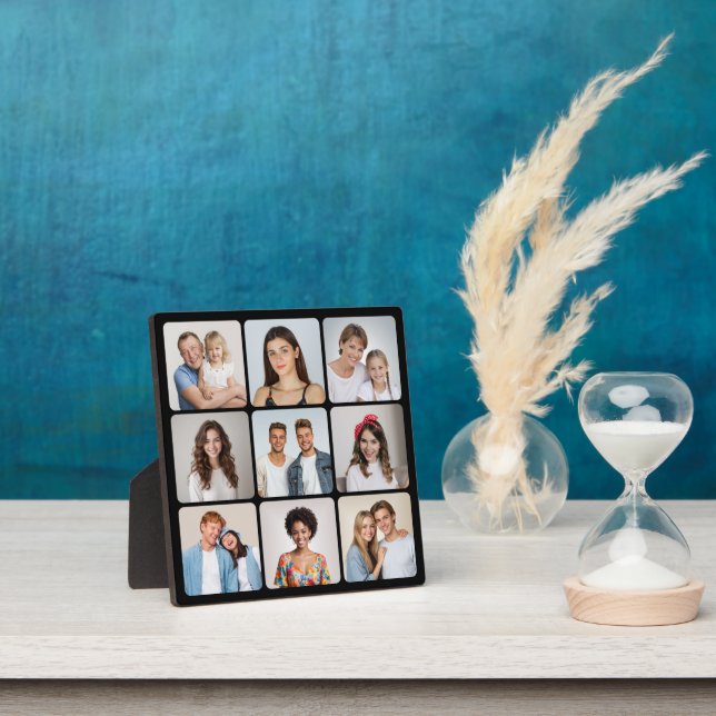 Create Your Own Round Corners 9 Photo Collage Plaque (Insitu)