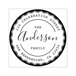 Create Your Own Round Family Name Return Address Rubber Stamp