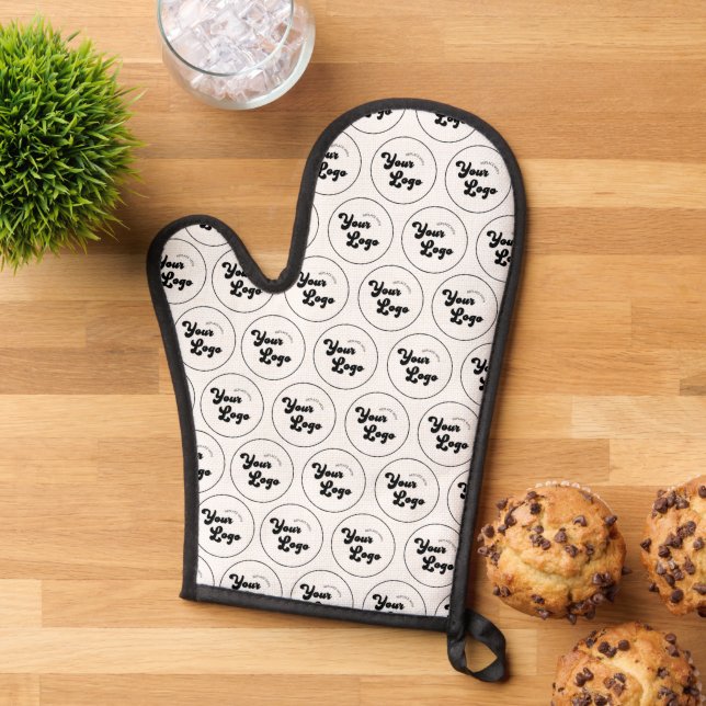 Create Your Own Round Logo Pattern Business Party Oven Mitt (Top down)