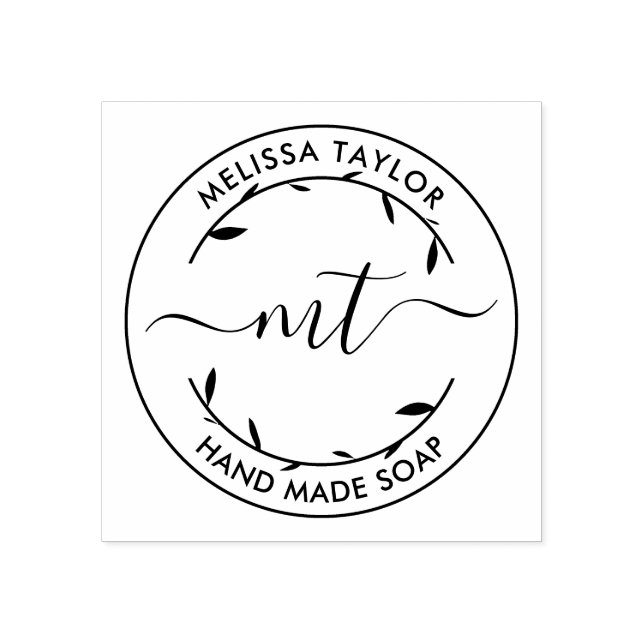 Create Your Own Round monogram initials Rubber Stamp (Imprint)
