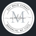 Create Your Own Round Monogram Return Address  Classic Round Sticker<br><div class="desc">Create Your Own Round Monogram Script Return Address Classic Round Sticker</div>