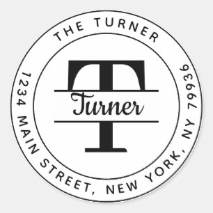 Create Your Own Round Monogram Return Address Classic Round Sticker