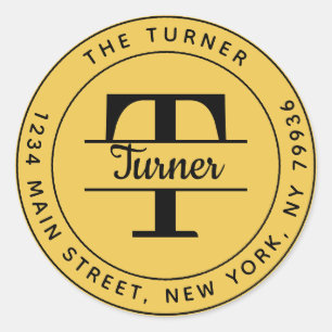 Create Your Own Round Monogram Return Address Classic Round Sticker