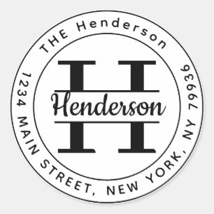 Create Your Own Round Monogram Return Address Classic Round Sticker