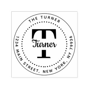 Create Your Own Round Monogram Return Address Self-inking Stamp