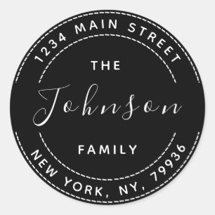 Create Your Own Round Return Address Family Name Classic Round Sticker