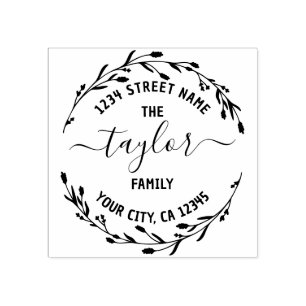 Create Your Own Round Return Address Family Name R Rubber Stamp