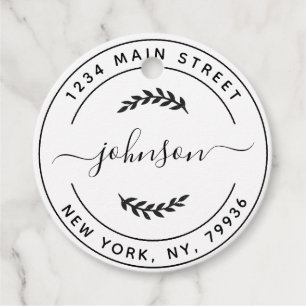 Create Your Own Round Return Address Favour Tags