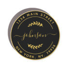 Create Your Own Round Return Address Gold Black