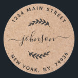 Create Your Own Round Return Address Kraft Classic Round Sticker<br><div class="desc">Create Your Own Round Return Address</div>