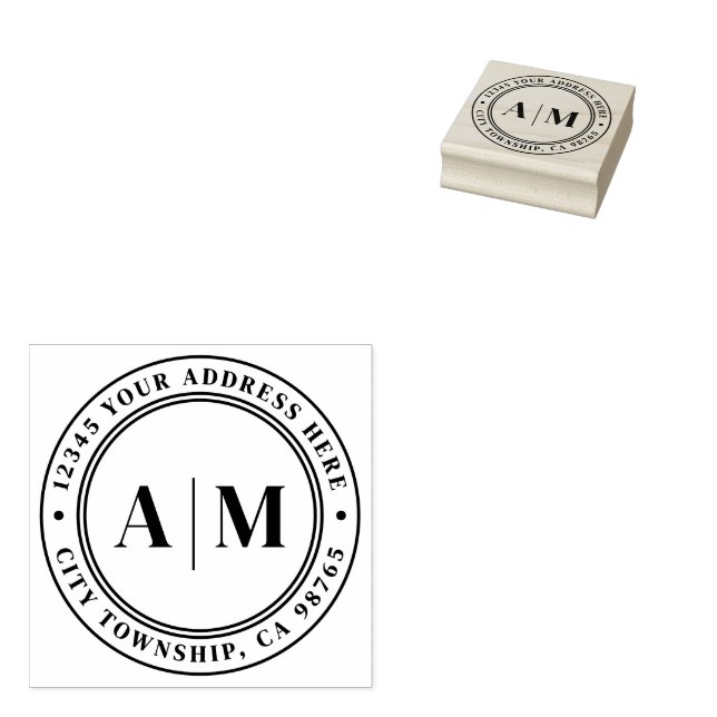 Create Your Own Round Return Address Rubber Stamp (Stamped)