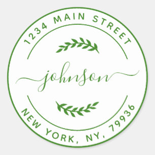Create Your Own Round Return Address  Spring Green Classic Round Sticker
