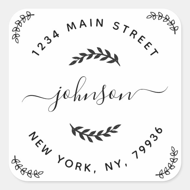 Create Your Own Round Return Address Square Sticker (Front)