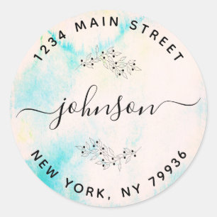 Create Your Own Round Return Address watercolor Classic Round Sticker