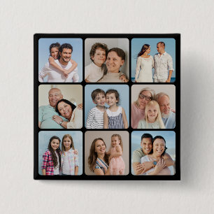 Create Your Own Rounded Corners 9 Photo Collage 2 Inch Square Button