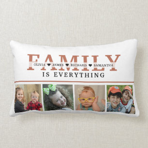 Create Your Own Rust Family Quote  4 Photo Collage Lumbar Pillow