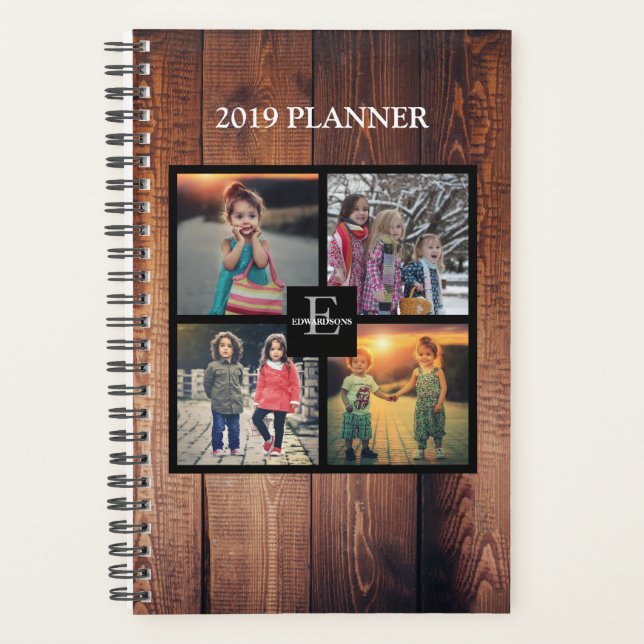 Create your own rustic family photo collage planner (Front)