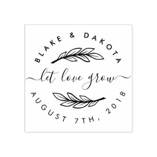Create Your Own Rustic Let Love Grow Wedding Date Rubber Stamp
