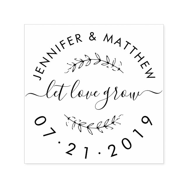 Create Your Own Rustic Let Love Grow Wedding Date Self-inking Stamp (Design)