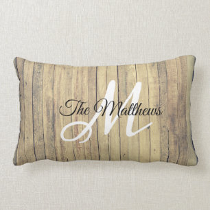 Create Your Own Rustic Monogram Family Nam Lumbar Pillow