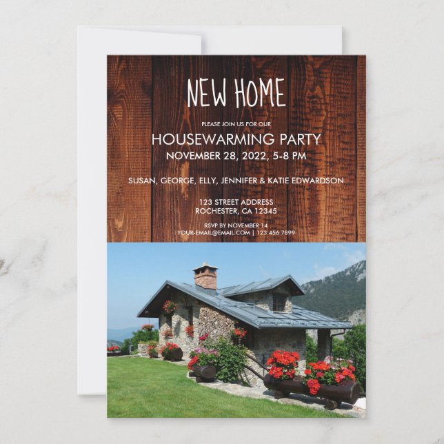 Create your own rustic New Home housewarming photo Invitation (Front)