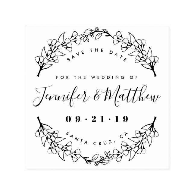 Create Your Own Rustic Script Save The Date Self-inking Stamp (Design)