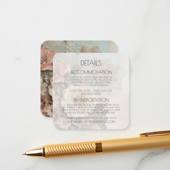 Create Your Own Rustic Shabby Chic Paper Flowers Enclosure Card (Front/Back In Situ)