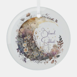 Create Your Own Rustic Sunset Floral Crescent Moon Glass Ornament