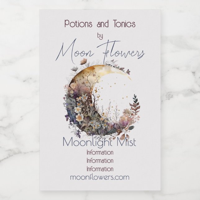 Create Your Own Rustic Sunset Floral Crescent Moon Wine Label (Single Label)